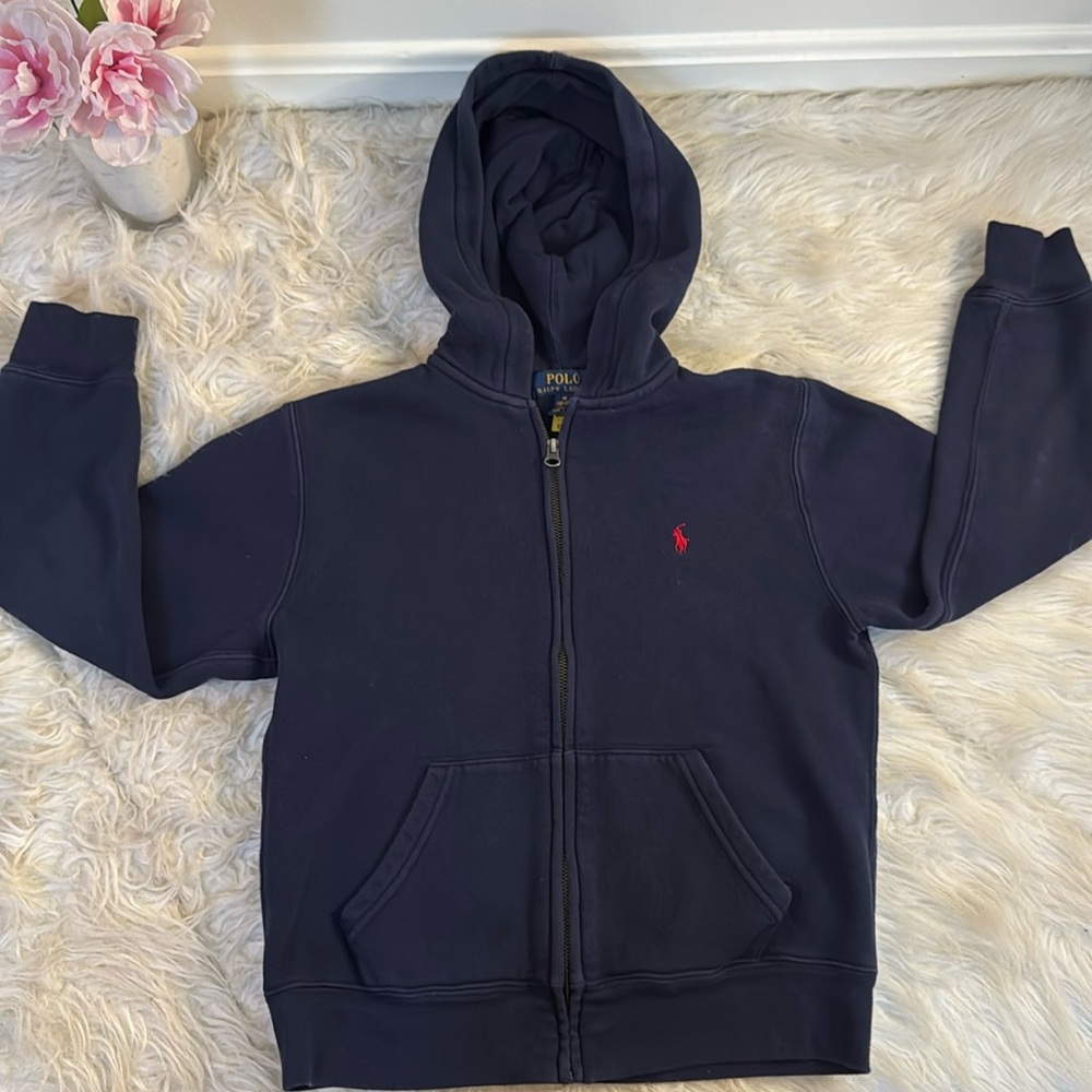 POLO RALPH LAUREN zippered Hoodie w/ pockets. Size: 10/12 Medium. Authentic.